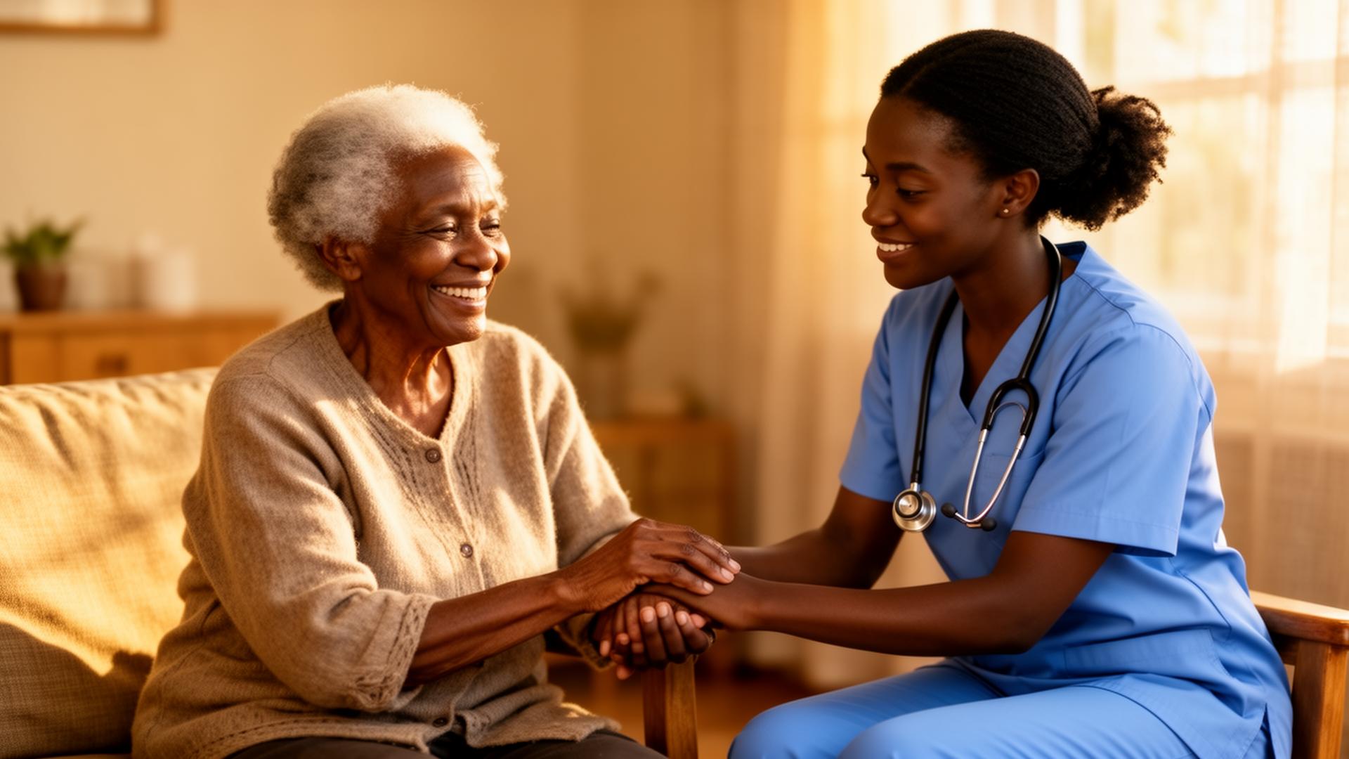 Compassionate caregiver supporting a patient